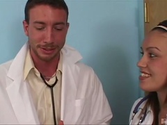 Hot blonde legal age teenager acquires tits and pussy rubbed by doctor