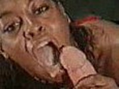 A Black Gal Addicted To White Schlong Cum....she plays with his cum in her mouth previous to swallow it what i doxy